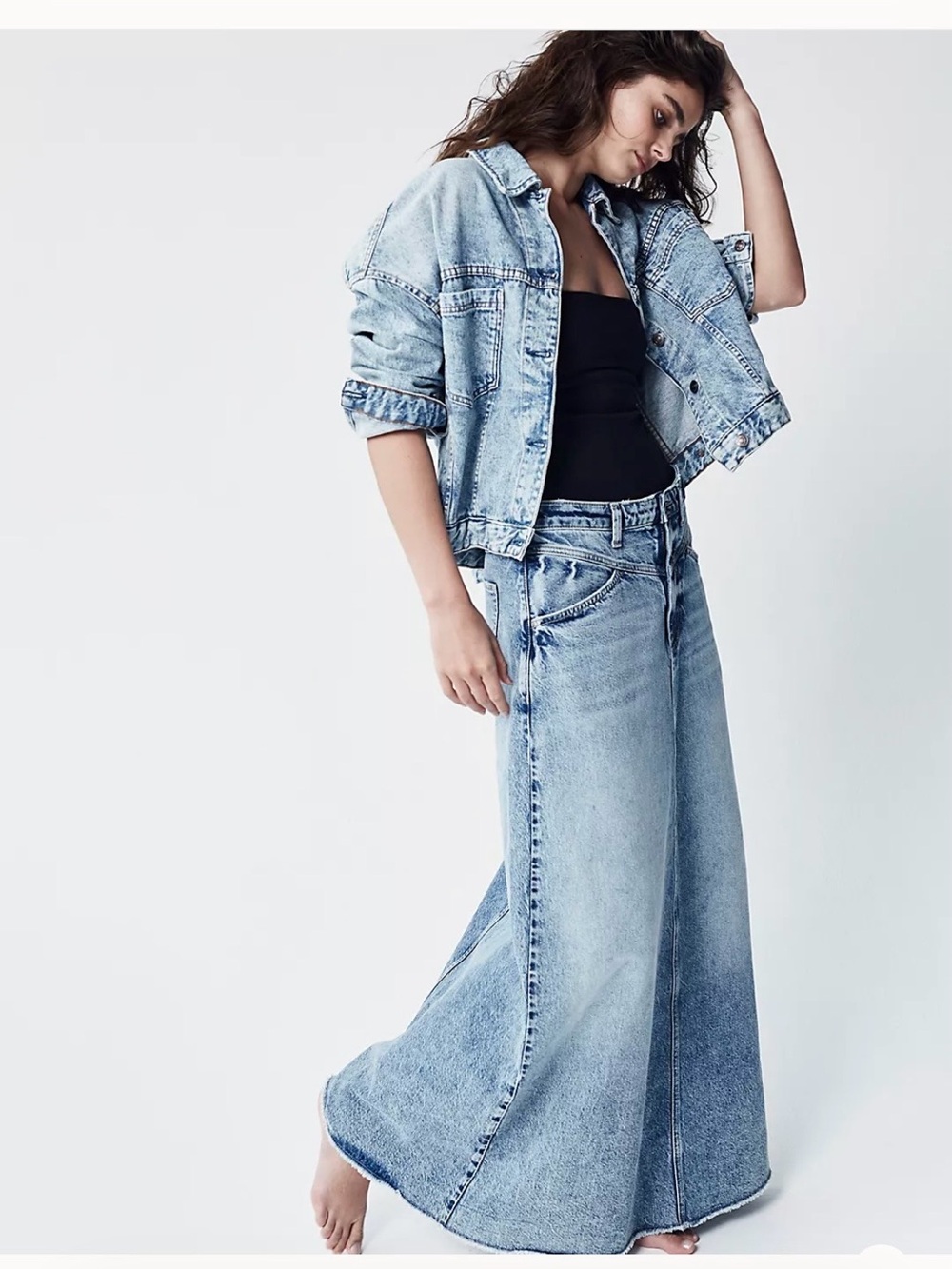 “We the Free” ‘Come as You Are’ DENIM MAXI SKIRT; Size 10; A-Line; mid-rise - Picture 2 of 5